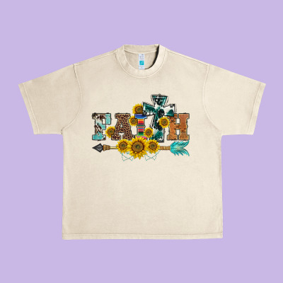 Western Faith Arrow Sunflowers Urban Heavy Tee Designed By Barkaloodesign