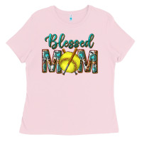 Western Blessed Mom With Softball Ladies Tee | Teevron