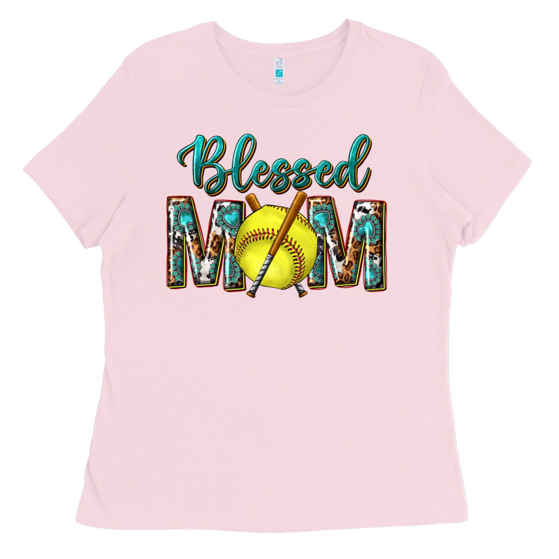 Western Blessed Mom With Softball Ladies Tee by texasbilliewilder | Teevron