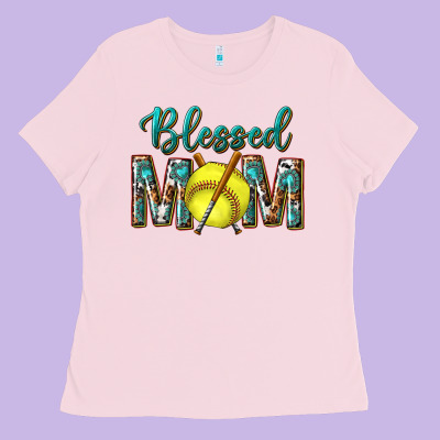Western Blessed Mom With Softball Ladies Tee Designed By Texasbilliewilder