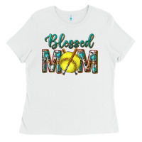 White western blessed mom with softball Ladies Tee - texasbilliewilder
