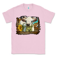 Bubblegum Pink charolais heifer with western background Classic Tee - LillyAllenDesigns