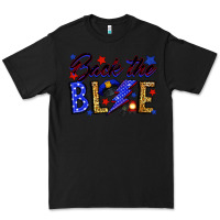 Black Back the blue with lightning bolt Premium Tee - Neo Western