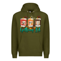 Army Green Candles with Fall Getting Lit Premium Hoodie - texasbilliewilder