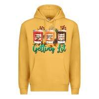 Mustard Candles with Fall Getting Lit Premium Hoodie - texasbilliewilder