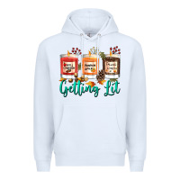 White Candles with Fall Getting Lit Premium Hoodie - texasbilliewilder