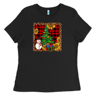 Black snowman trees coaster Ladies Tee - JahusDesignShop