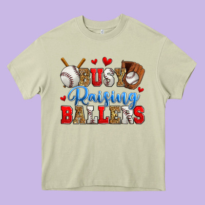 Busy Raising Ballers Baseball Heavy Core Tee Designed By Zillion Design Studio