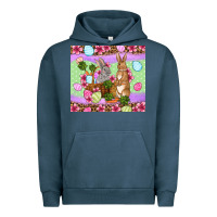 Pigment Midnight Navy Easter eggs bunnys basket Urban Hoodie - OliviaCreatesArt