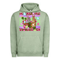 Pigment Oil Green Easter eggs bunnys basket Urban Hoodie - OliviaCreatesArt