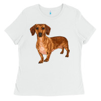 White dachshund Ladies Tee - RanaPortraitStore