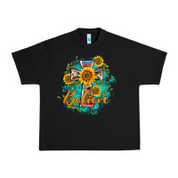 Black western belive sunflowers cross Urban Heavy Tee - BarkalooDesign