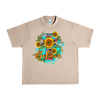 French Oak western belive sunflowers cross Urban Heavy Tee - BarkalooDesign