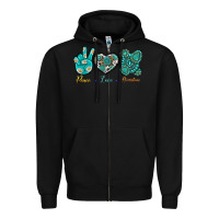 Black Peace Love Gemstone Zipper Hoodie - BundleAndBundleShop