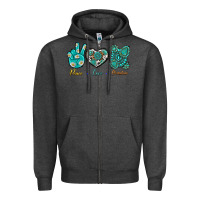 Charcoal Heather Peace Love Gemstone Zipper Hoodie - BundleAndBundleShop