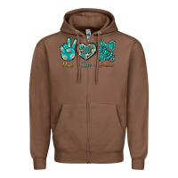 Chestnut Peace Love Gemstone Zipper Hoodie - BundleAndBundleShop
