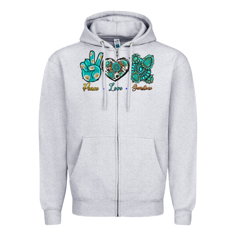 Peace Love Gemstone Zipper Hoodie by BundleAndBundleShop | Teevron