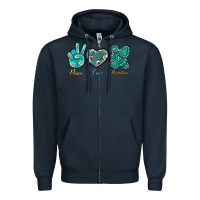 Navy Peace Love Gemstone Zipper Hoodie - BundleAndBundleShop