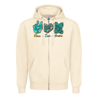 Sandshell Peace Love Gemstone Zipper Hoodie - BundleAndBundleShop