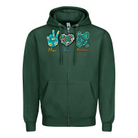 Sports Green Peace Love Gemstone Zipper Hoodie - BundleAndBundleShop