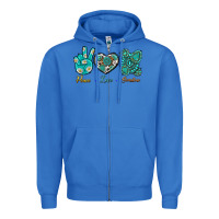 True Royal Peace Love Gemstone Zipper Hoodie - BundleAndBundleShop
