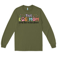 Army Green this dog mom wears her heart on her sleeve Long Sleeve Tee - MaliasSmallBusiness