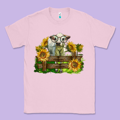 Charolais Heifer With Sunflowers Classic Tee Designed By Lillyallendesigns