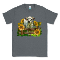 Charcoal Heather charolais heifer with sunflowers Classic Tee - LillyAllenDesigns