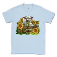 Dusty Blue charolais heifer with sunflowers Classic Tee - LillyAllenDesigns