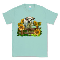 Seafoam charolais heifer with sunflowers Classic Tee - LillyAllenDesigns
