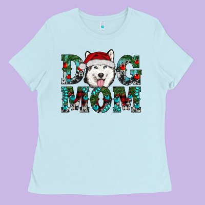 Christmas Dog Mom Husky Ladies Tee Designed By Ranaportraitstore