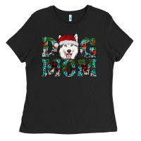 Black christmas dog mom husky Ladies Tee - RanaPortraitStore