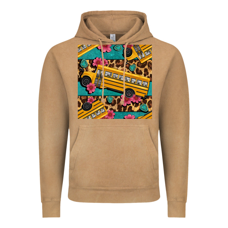 School Bus And Leopar Seamless Pattern Vintage Hoodie by BundleAndBundleShop | Teevron