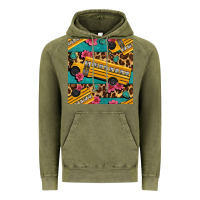 Vintage Olive school bus and leopar seamless pattern Vintage Hoodie - BundleAndBundleShop