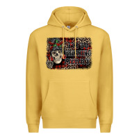 Antique Gold I'm so freaking merry skeleton messy bun Premium Hoodie - NancyCooperArtShop