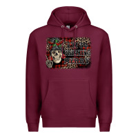 Burgundy I'm so freaking merry skeleton messy bun Premium Hoodie - NancyCooperArtShop