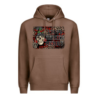 Chestnut I'm so freaking merry skeleton messy bun Premium Hoodie - NancyCooperArtShop