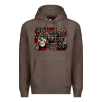 Coffee I'm so freaking merry skeleton messy bun Premium Hoodie - NancyCooperArtShop