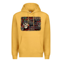 Mustard I'm so freaking merry skeleton messy bun Premium Hoodie - NancyCooperArtShop
