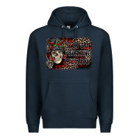 Navy I'm so freaking merry skeleton messy bun Premium Hoodie - NancyCooperArtShop