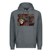 Rock I'm so freaking merry skeleton messy bun Premium Hoodie - NancyCooperArtShop