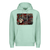 Seafoam I'm so freaking merry skeleton messy bun Premium Hoodie - NancyCooperArtShop