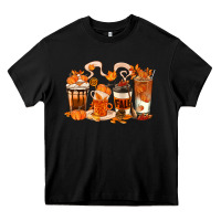 Black Fall Coffee Cups Heavy Core Tee - texasbilliewilder