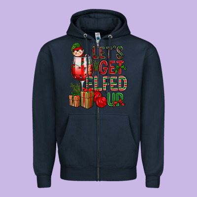 Let's Get Elfed Up Christmas Zipper Hoodie Designed By Bundleandbundleshop