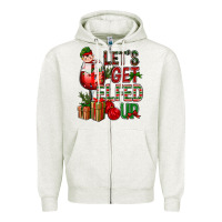 Oatmeal Heather Let's Get Elfed Up Christmas Zipper Hoodie - BundleAndBundleShop