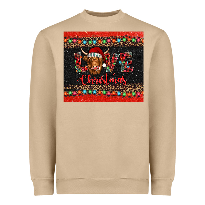 Love Christmas Highland Cow And Turquoise Gemstone Heavyweight Sweatshirt by Jasminsmagicworld | Teevron