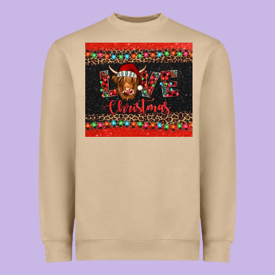 Love Christmas Highland Cow And Turquoise Gemstone Heavyweight Sweatshirt Designed By Jasminsmagicworld