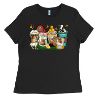 Black farm animals coffee cups Ladies Tee - Zillion Design Studio