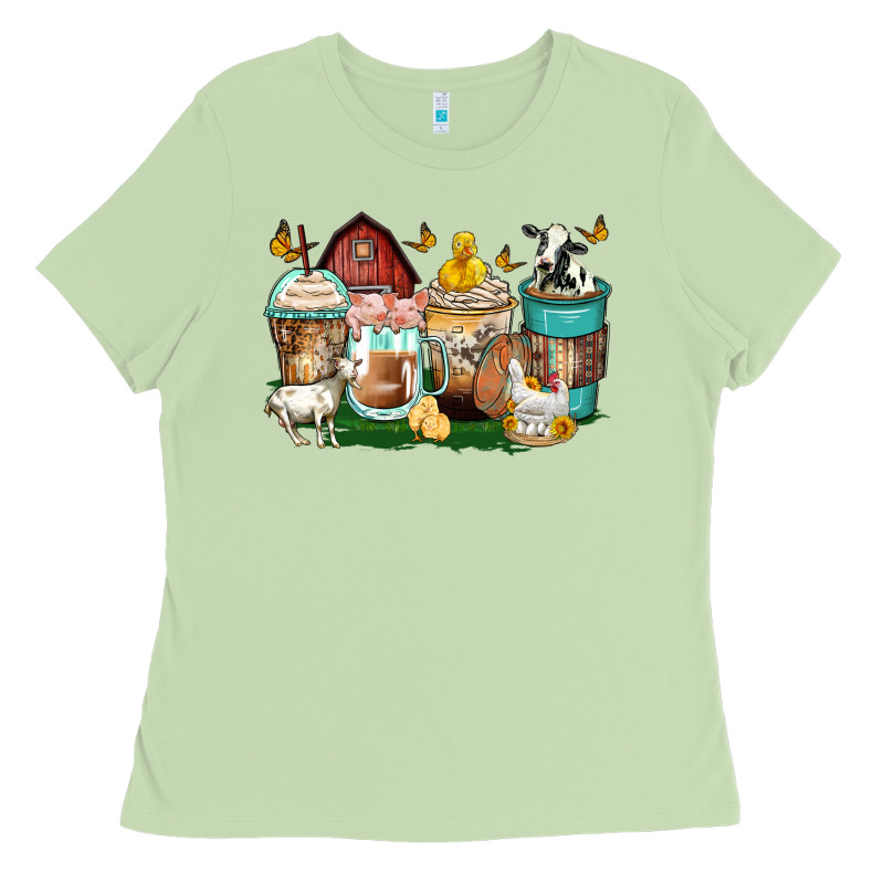 Farm Animals Coffee Cups Ladies Tee by Zillion Design Studio | Teevron