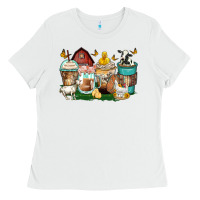 White farm animals coffee cups Ladies Tee - Zillion Design Studio